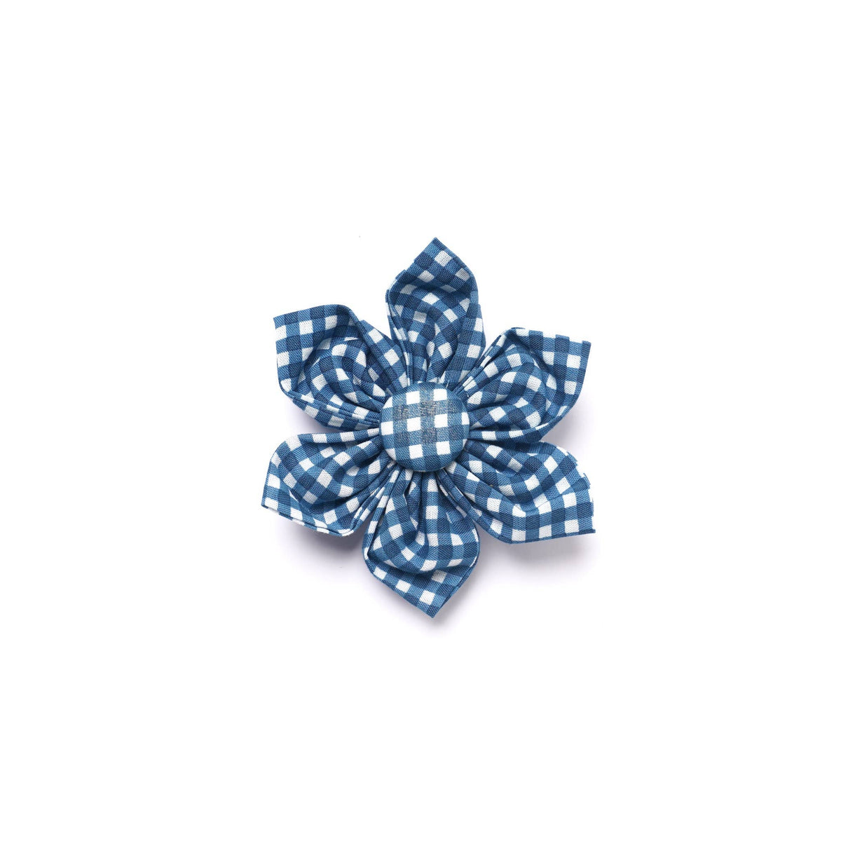 Blue Gingham Collar Flower