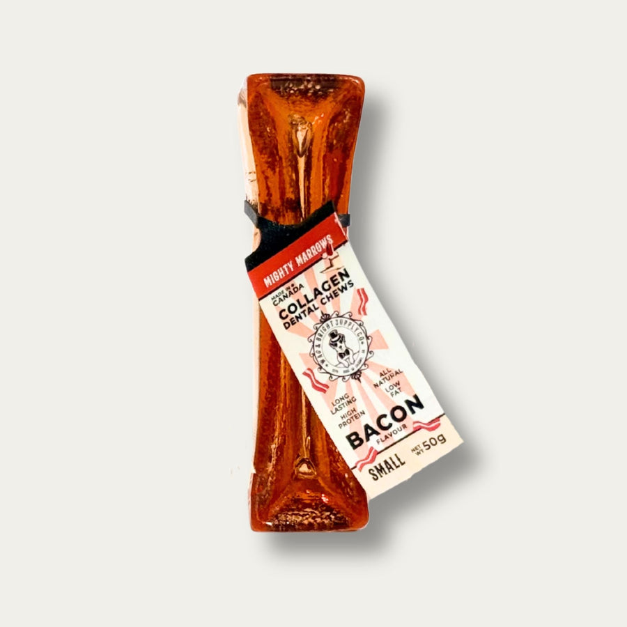 Mighty Marrows™ Collagen Dental Chews | Bacon – Small (50g)