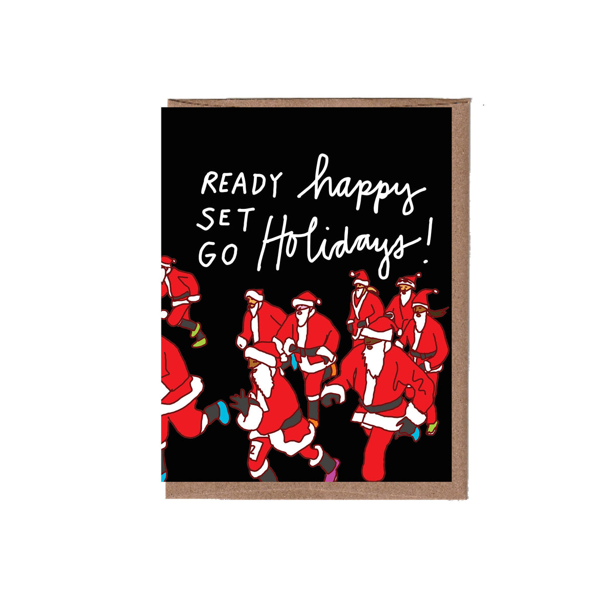 Santa Race Christmas Greeting Card by La Familia Green