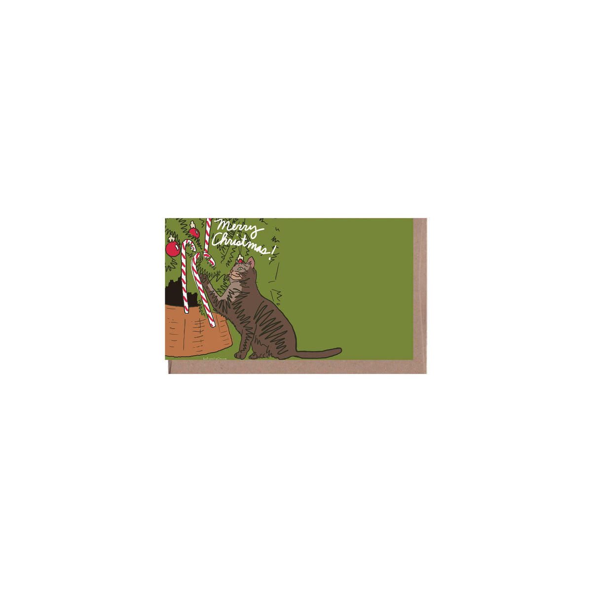 Cat Candy Cane Holiday Enclosure Note by La Familia Green