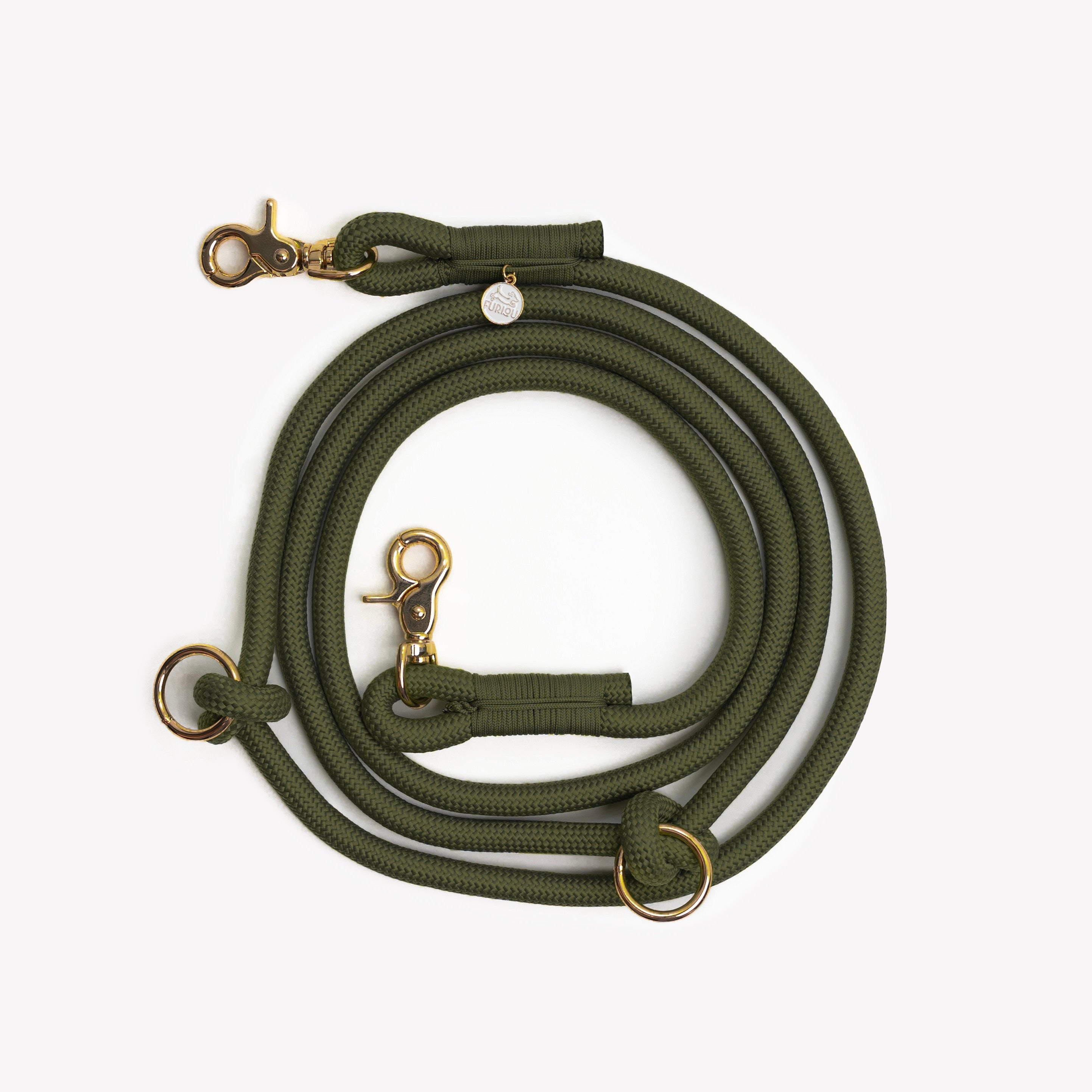 Hands Free Braided Leash - Moss Green