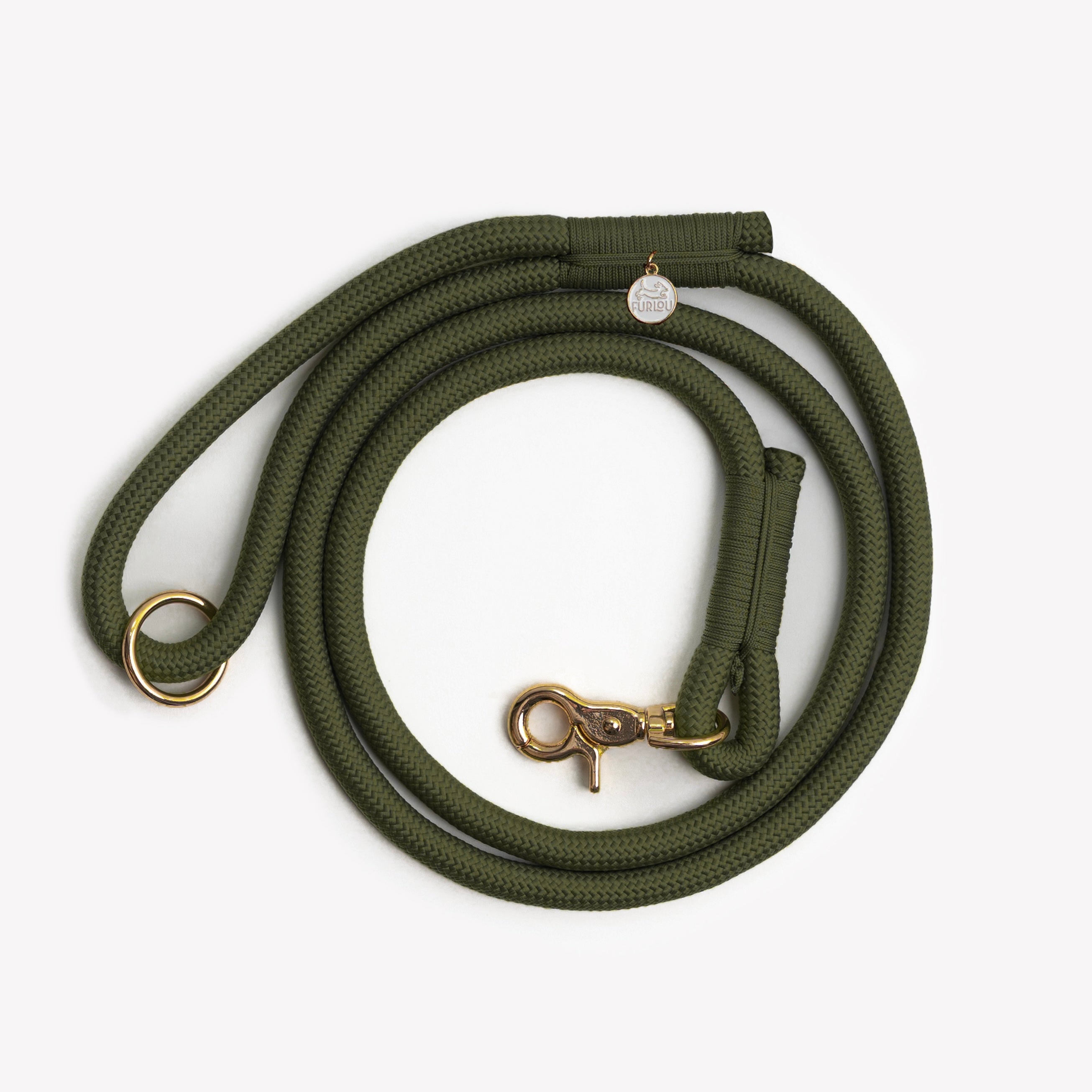 Braided Rope Leash - Moss Green