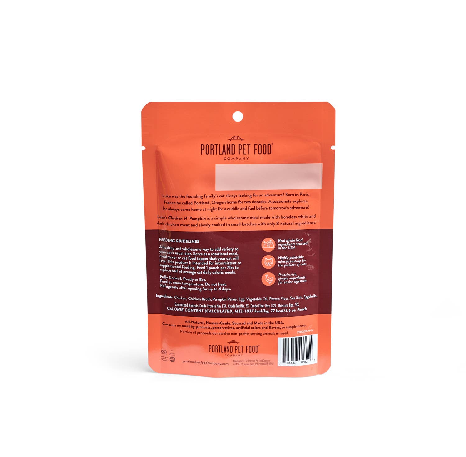 Luke's Chicken N' Pumpkin Cat Meal Pouch