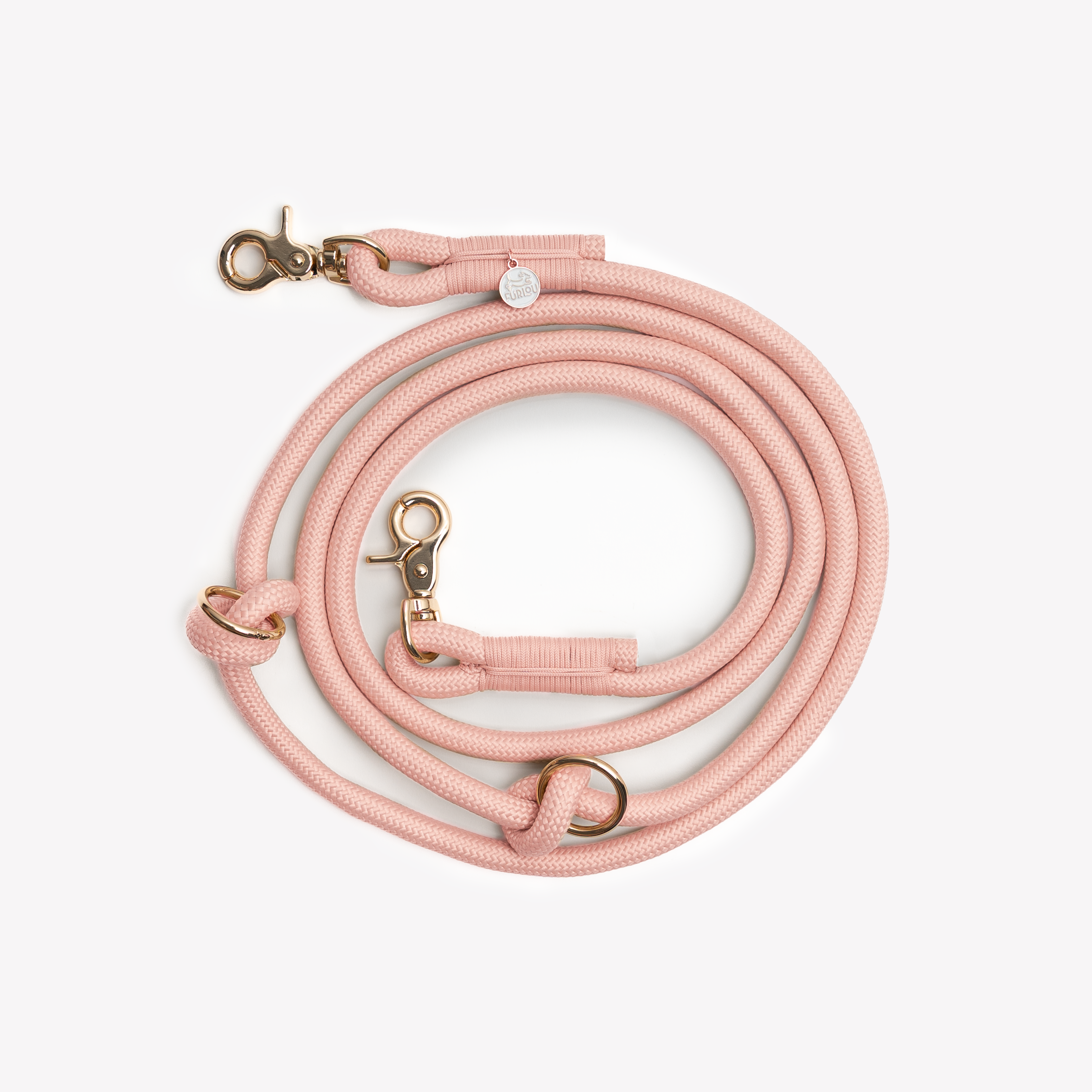 Hands Free Braided Leash - Powder Rose