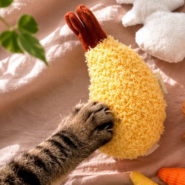 Cat paw hugging the Kitty Tempura cat toy