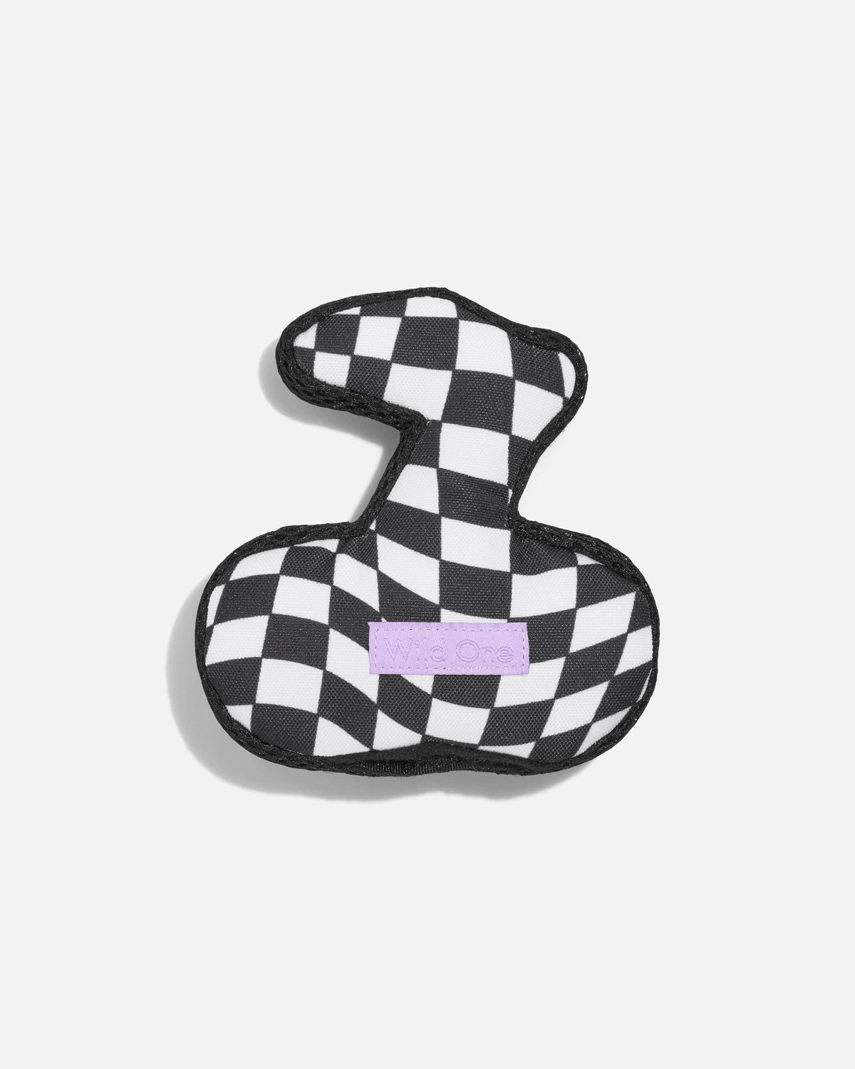Wild One Playful Plush Cat Toy in Cherry, checkered back view