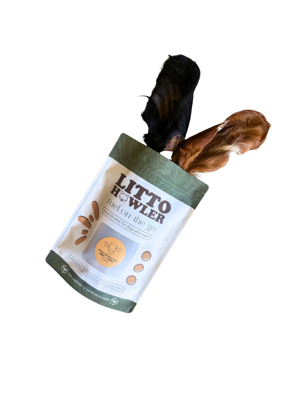 Dehydrated Grass-Fed Beef Ear Chew (Mini + Furry) | 2 Count