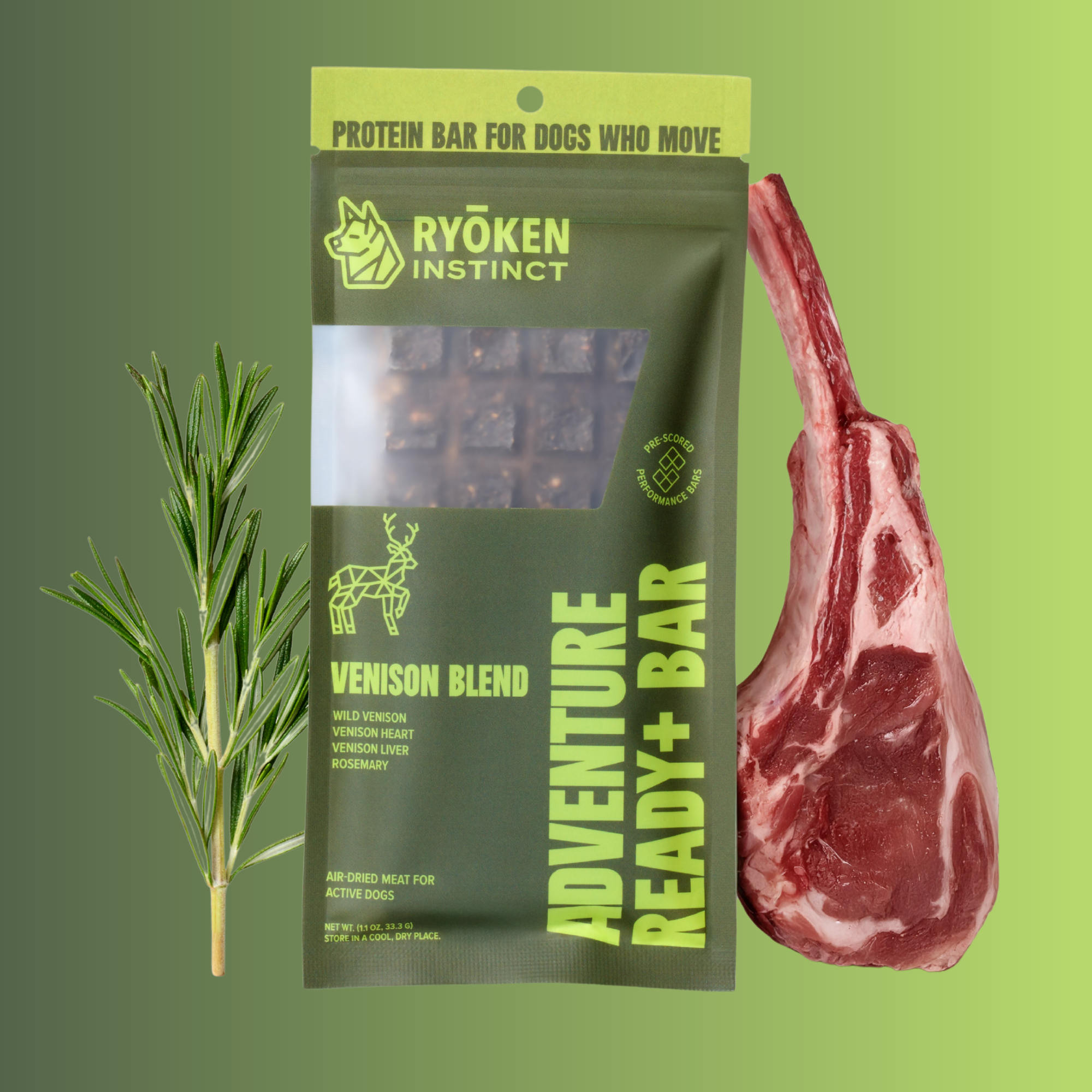 Venison Treat & Snack Bar for Active Dog - Energy & Recovery