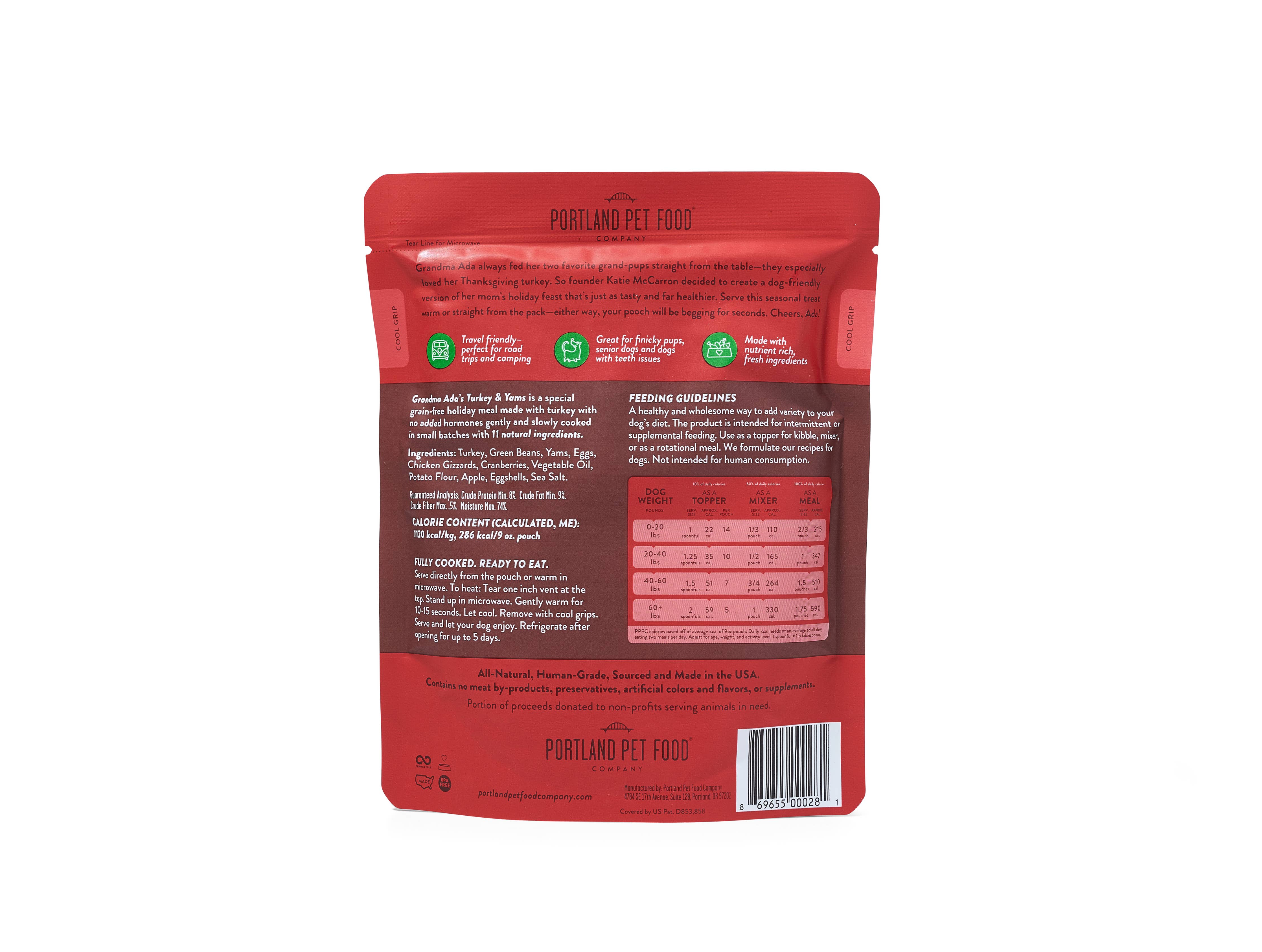 Grandma Ada's Turkey & Yams Human Grade Fresh Pouch