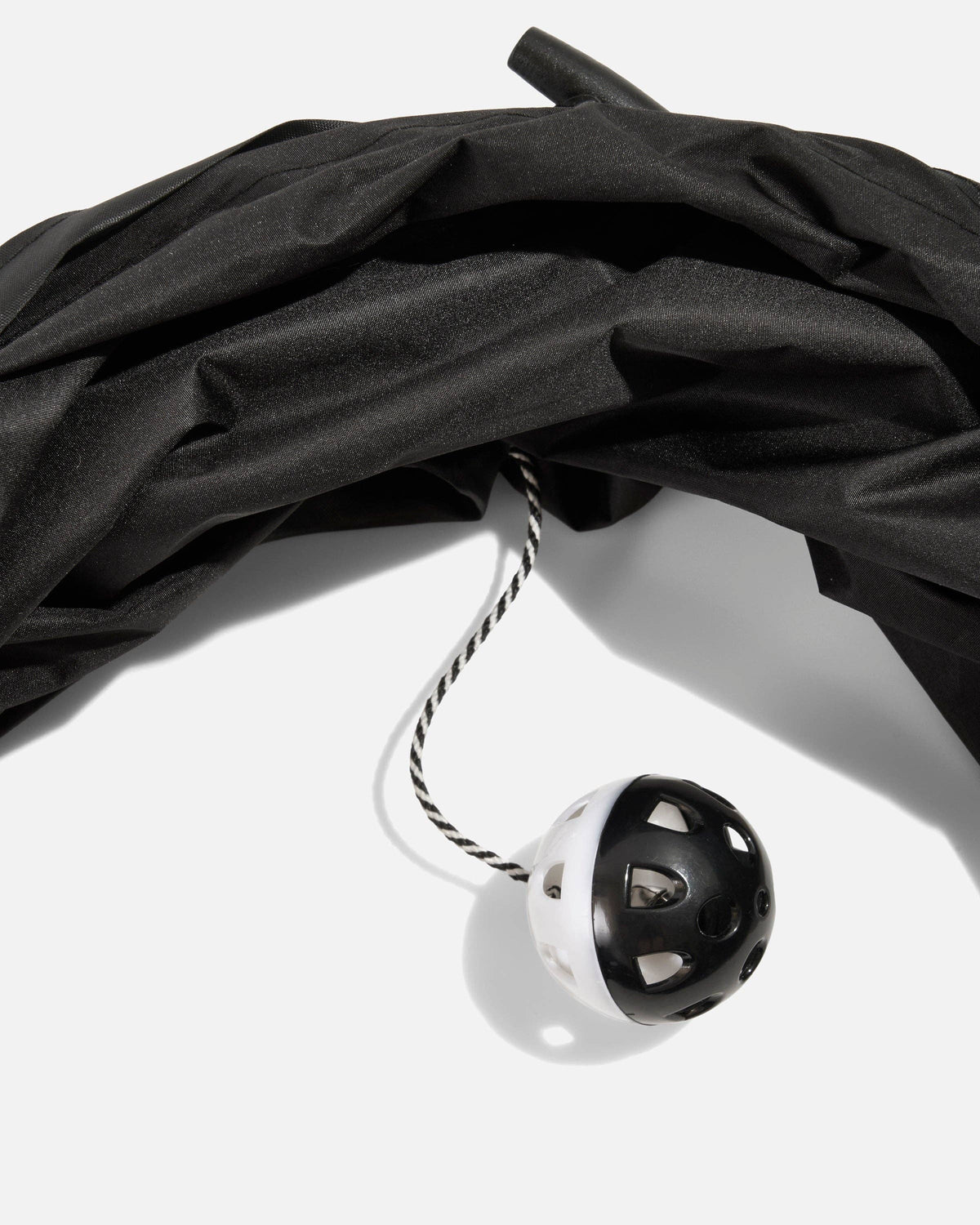 Close-up of the Wild One Cat Tunnel hanging ball toy