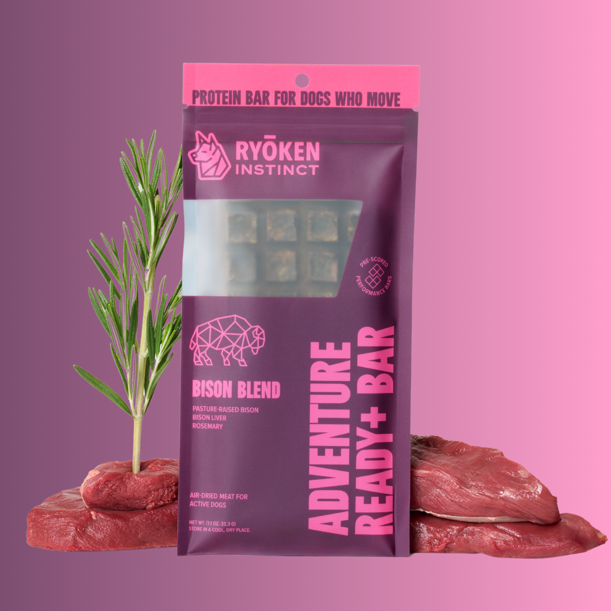 Bison Treat & Snack Bar for Active Dogs - Energy & Recovery