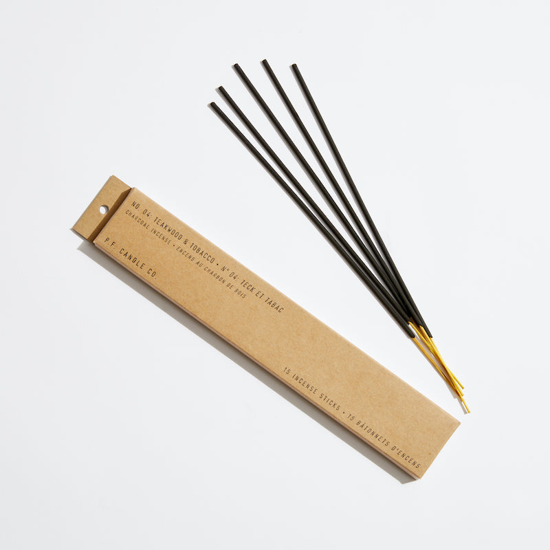 P.F. Candle Co. Incense Sticks in Teakwood & Tobacco, kraft box with 15 sticks