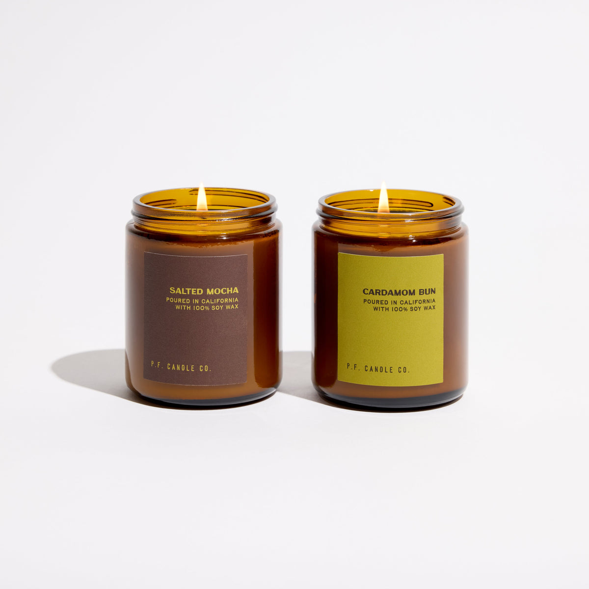 P.F. Candle Co. Cafe Collection candles, Cardamom Bun Standard Candle with Salted Mocha