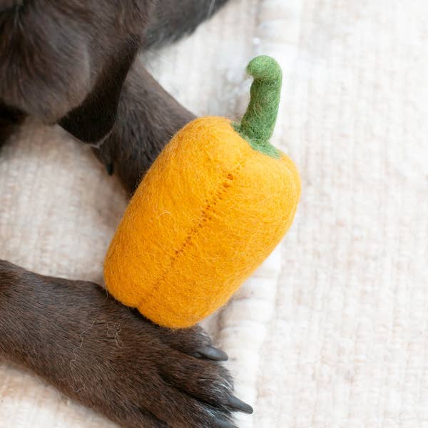 Yellow Bell Pepper Wool Dog Toy