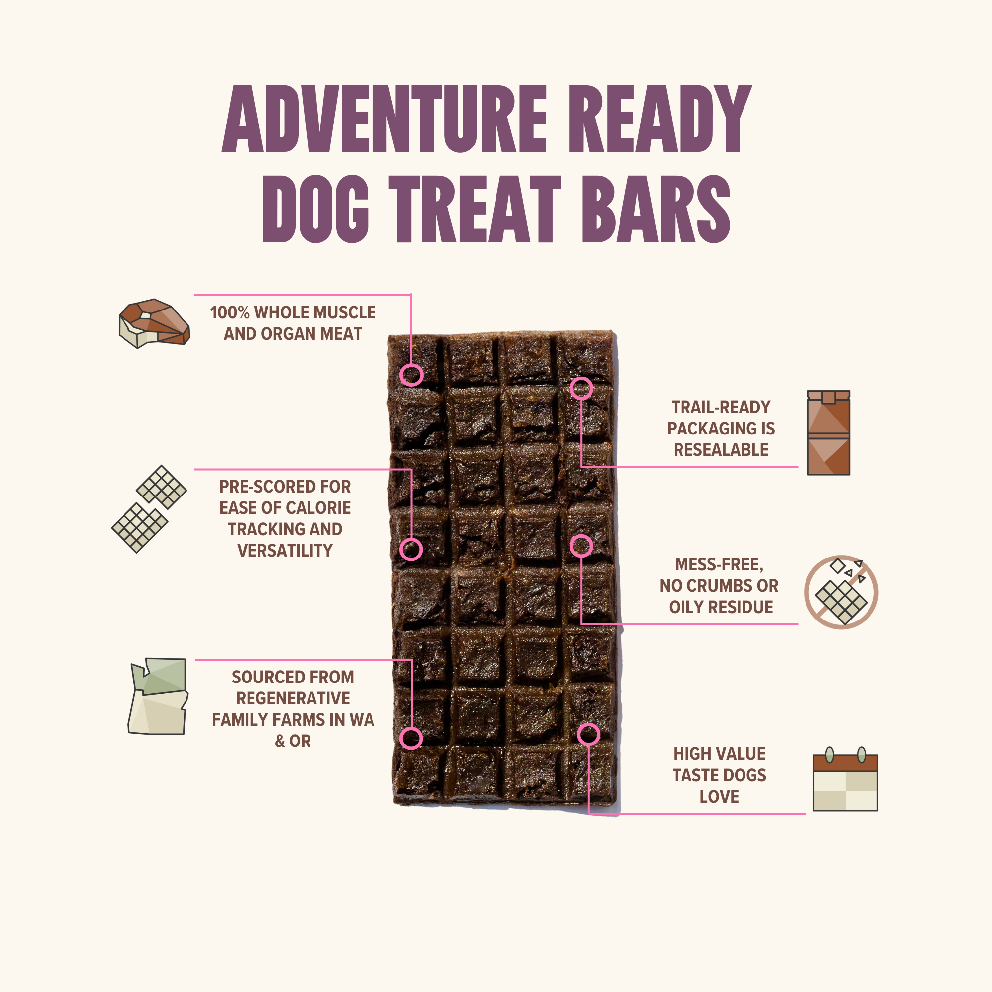 Bison Treat & Snack Bar for Active Dogs - Energy & Recovery