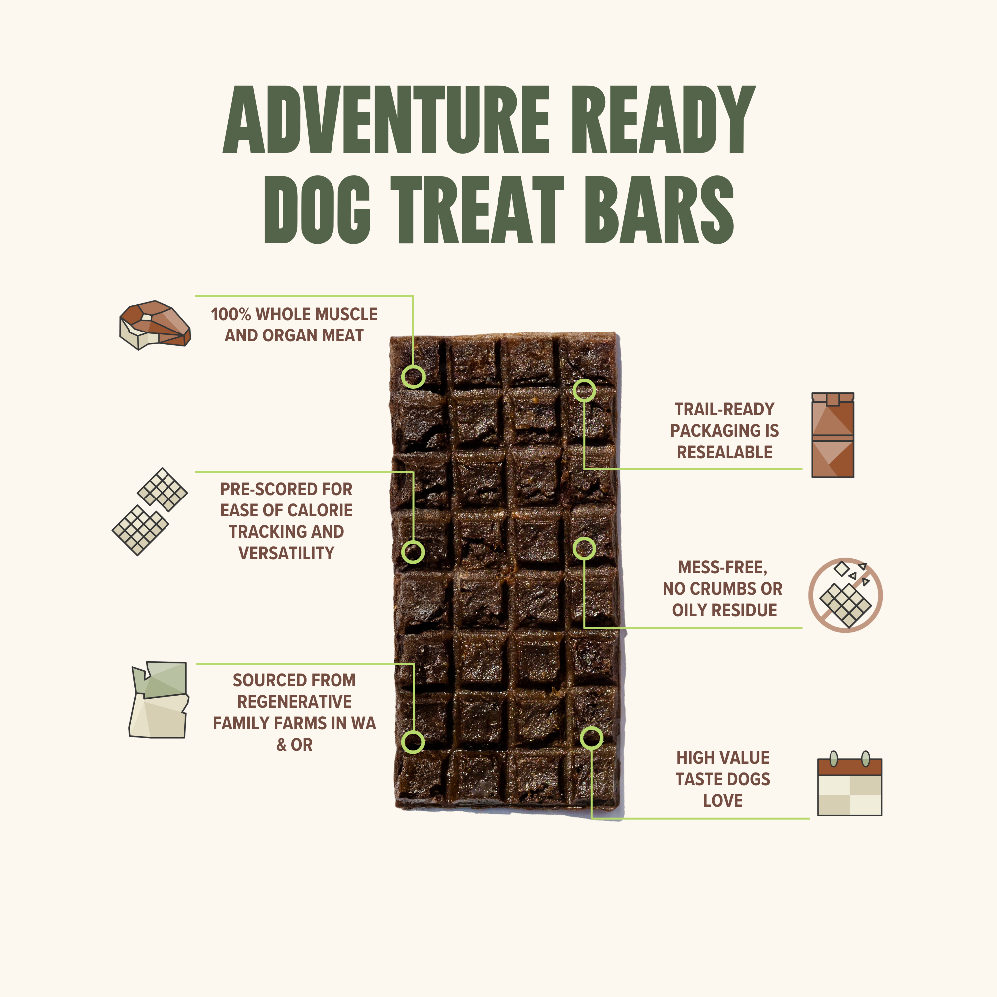 Venison Treat & Snack Bar for Active Dog - Energy & Recovery