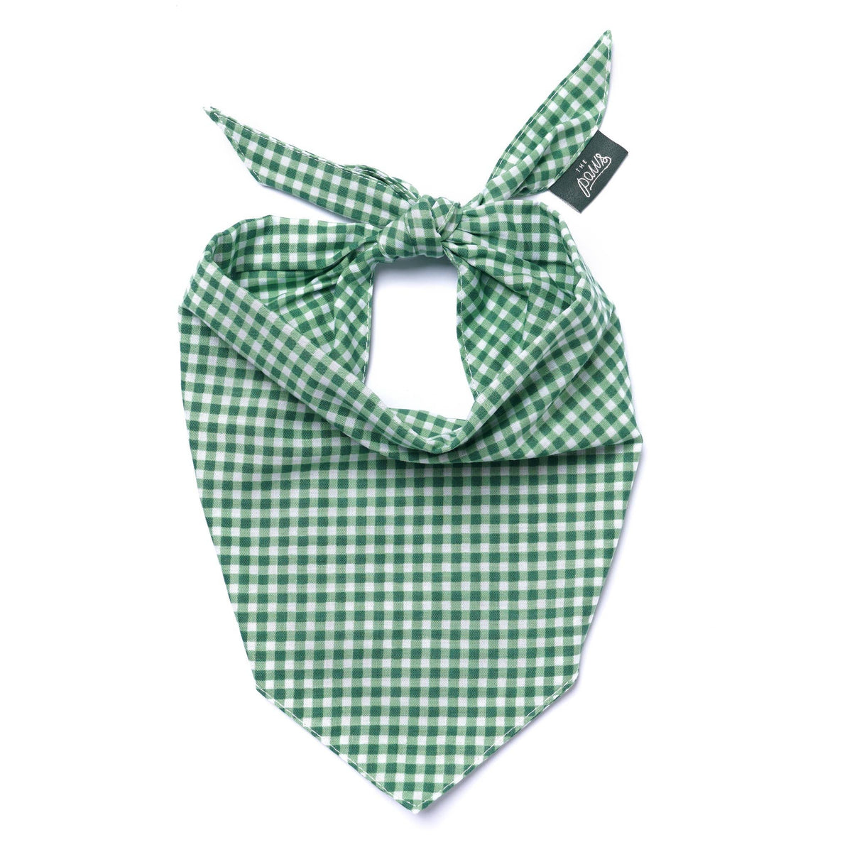 Green Gingham Dog Bandana