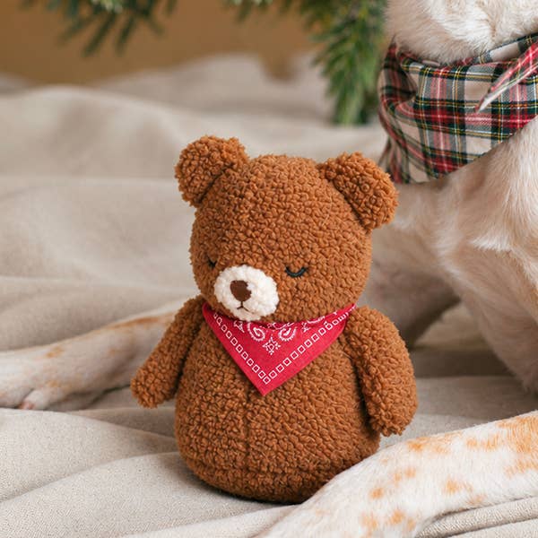 Bandana Bear Plush Dog Toy