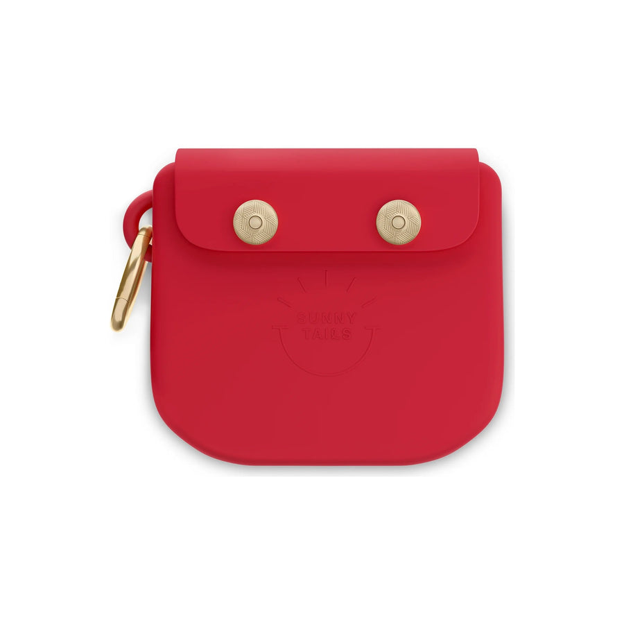 Sunny Tails Snap Dog Treat Pouch in Cherry Red