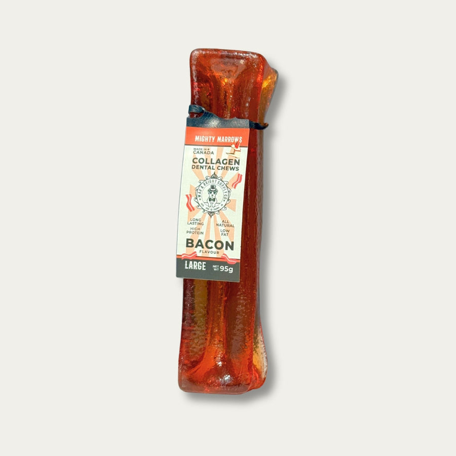 Mighty Marrows™ Collagen Dental Chews | Bacon – Large (95g)