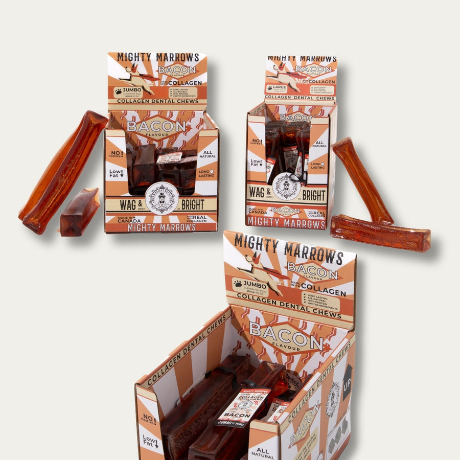 Mighty Marrows™ Collagen Dental Chews | Bacon display box